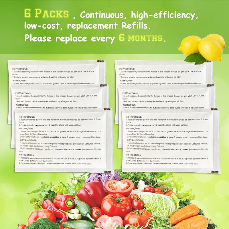 ShuRex 6 Pack PK-1 Produce Saver Refills for Frigidaire Pure Air Produce Keeper FRPAPKRF2PK FRPAPKRF, Compatible with Frigidaire Crisp Seal Fresh System Crisper Drawers - Image 5